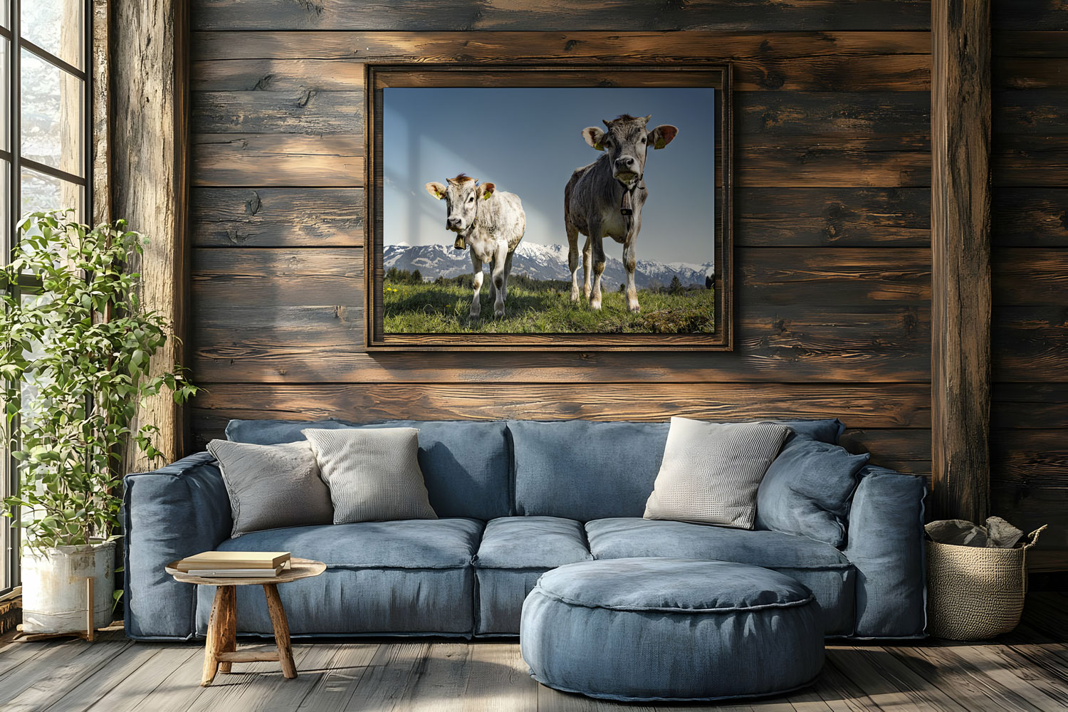 Allgäuer Charme für Zuhause - Kälber in den Bergen als hochwertiges Kuhwandbild